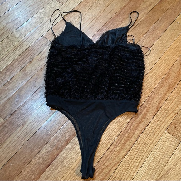 ASTR The Label Black Bodysuit Eyelash Fringe S - Picture 11 of 13